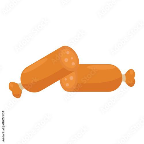Two bright orange sausages placed on a white background, ideal for food-related designs