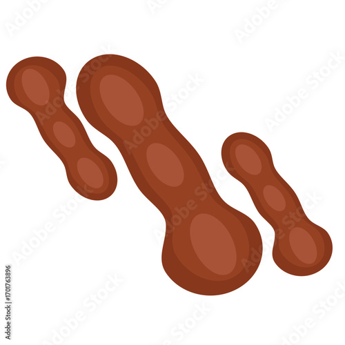 Abstract illustration of organic shapes resembling brown blobs on a white background