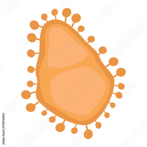 Abstract illustration of an organic shape with protruding elements in a minimalist style