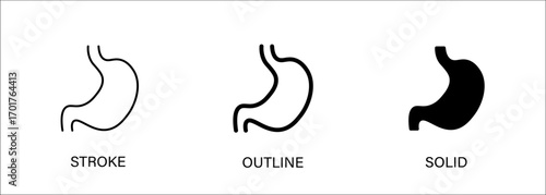 Stomach icon for medical health. Vector stroke, outline and solid icons. Eps10 file.