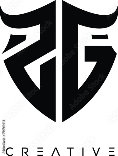 Obraz na plátně SG Shield Monogram Logo with Bull Horn – Bold Emblem Symbol for Security, Protec