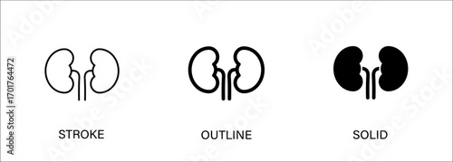 Kidney icon for medical health. Vector stroke, outline and solid icons. Eps10 file.