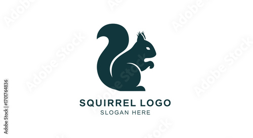 Stylish dark teal squirrel logo design, simple silhouette,  perfect for branding.