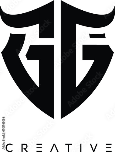Obraz na plátně GG Shield Monogram Logo with Bull Horn – Bold Emblem Symbol for Security, Protec