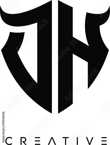 Obraz na plátně DH Shield Monogram Logo with Bull Horn – Bold Emblem Symbol for Security, Protec