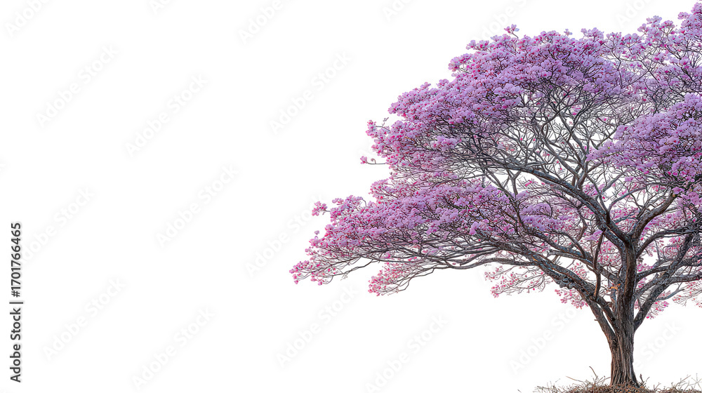 Obraz premium Pink Flowering Tree Isolated on Transparent Background