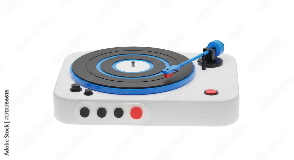 Fototapeta premium Turntable isolated on transparent background for music playing