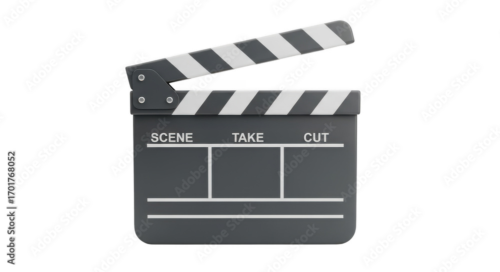 Fototapeta premium Movie clapperboard isolated on transparent background