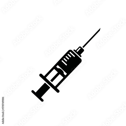 Vector art of medical syringe with needle, representing healthcare, medicine, vaccination, and treatment