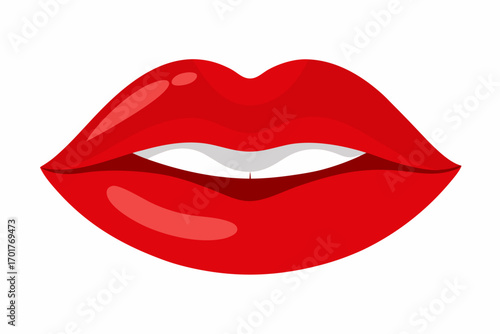 red lips isolated on white background