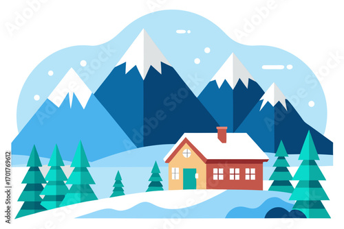 winter landscape with house