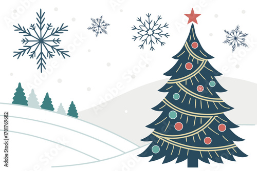 christmas tree with snowflakes