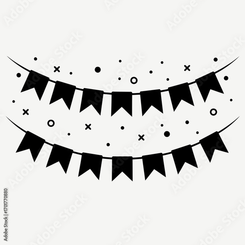 Vector art of party bunting flags with confetti