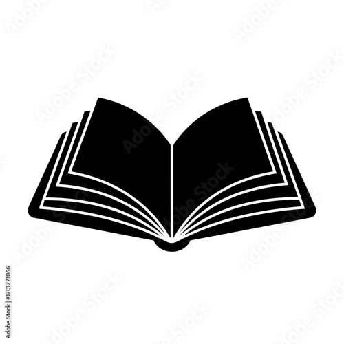 Vector art of open black book icon