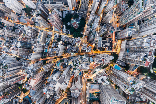 Top down view of modern residential district, Mid-levels, Hong Kong island