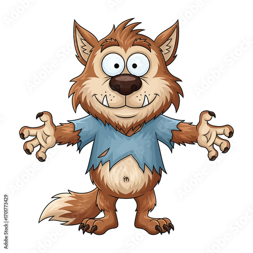Cartoon Werewolf Character – Funny Monster Illustration for Halloween and Fantasy Design