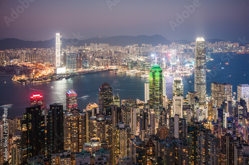 Wallpaper Mural Hong Kong financial district skyline at night Torontodigital.ca