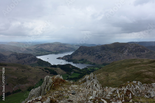 Mountain Top Hike Looking Down at a Lake