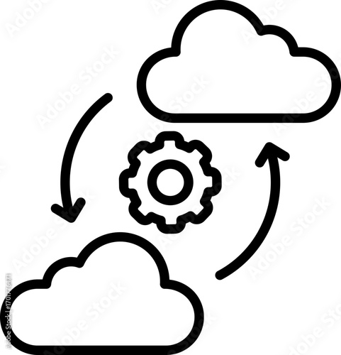 Black cloud migration icon - outline