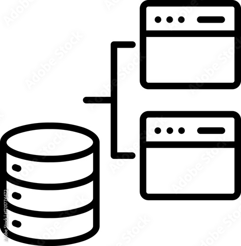 Black database relation icon - outline