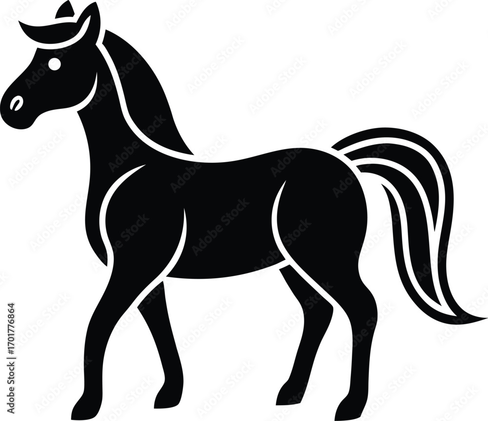 Obraz premium black horse vector illustration