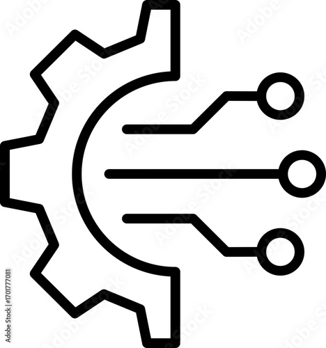 Black digital transformation icon - outline