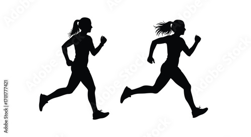 Running Woman Silhouette – Female Runner Illustration for Fitness and Sports Design