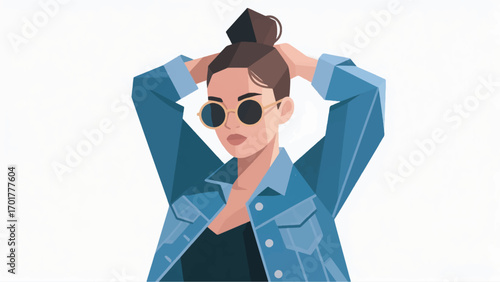 illustration of a fashionable young woman vector design template