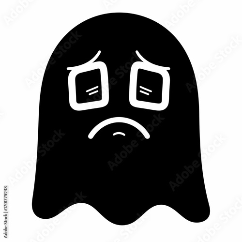 Vector art of sad ghost icon with crying eyes