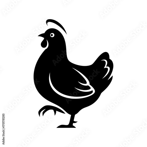 Vector art of black silhouette of a chicken with a halo