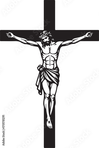 Crucifixion Silhouette Vector  Jesus Christ on Cross Religious Icon
