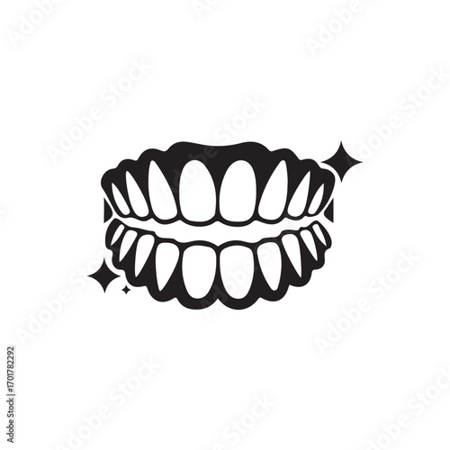 Clean white teeth vector illustration – healthy smile symbol for dental care, orthodontics, and oral hygiene design on white background.