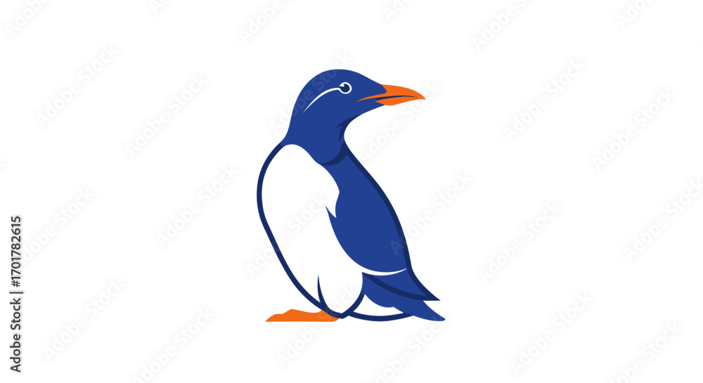 Obraz premium Stylized blue and white seabird illustration icon.