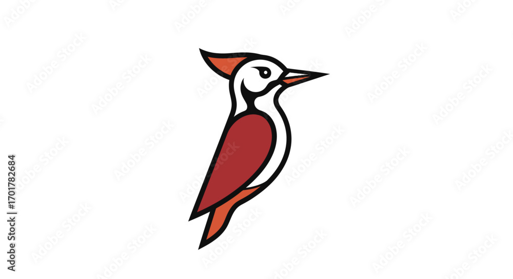 Obraz premium Red-breasted Woodpecker Bird Illustration.