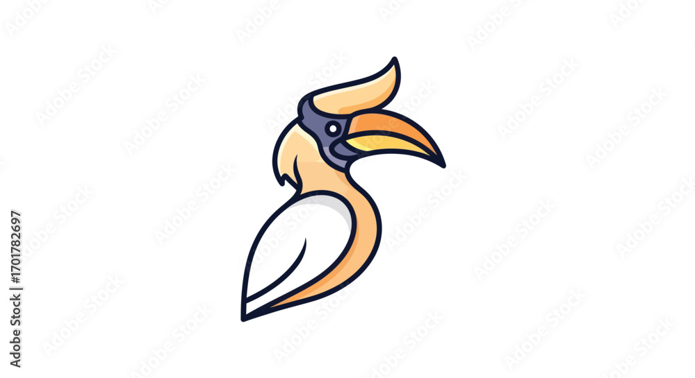 Obraz premium Elegant Hornbill Bird Logo Design with Distinctive Beak and Crest.