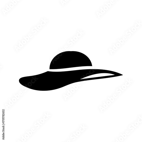Silhouette of a stylish sun hat for beach or sun protection use