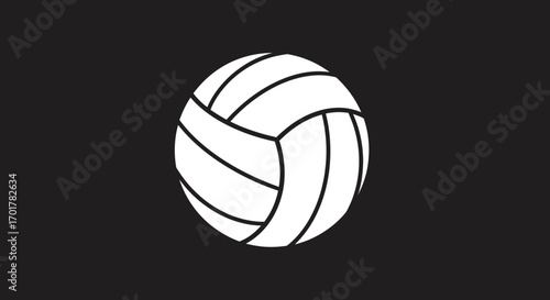 White Volleyball on Dark Background.