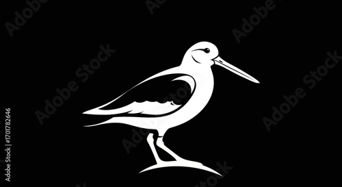 White bird illustration minimalist style avian profile.
