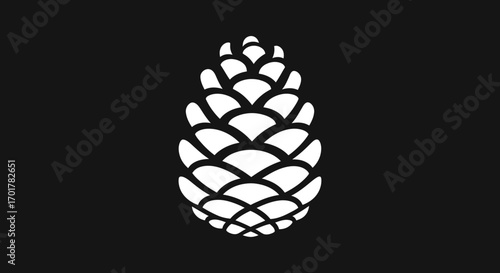 Stylized white pinecone icon graphic illustration.