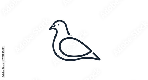 Simple black line art pigeon icon illustration.