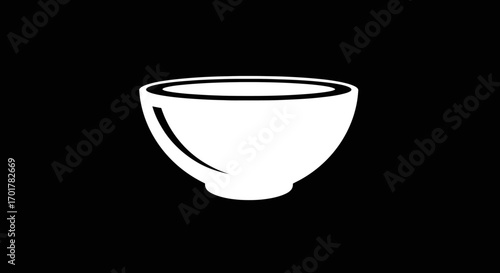 White ceramic bowl empty on black background.