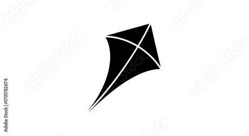 Black Kite Icon Simple Design Graphic.