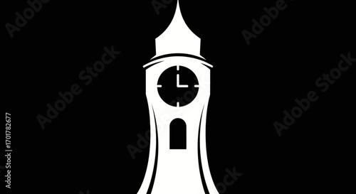 Striking Silhouette of a Clock Tower Against a Dark Backdrop.