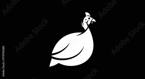 Simple white guinea fowl bird silhouette icon design.