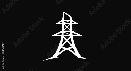 White silhouette of a high voltage electricity pylon.