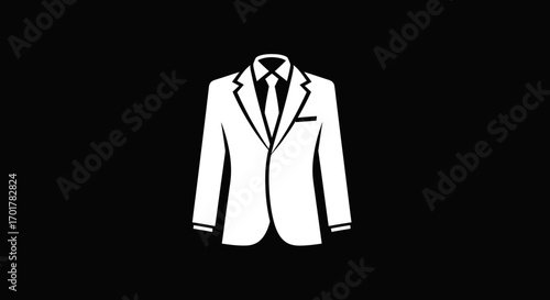 Elegant white formal business suit jacket icon.