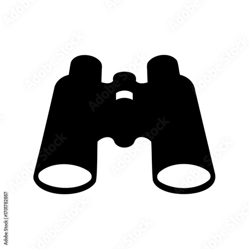 Black binoculars symbol on white background for optical exploration or viewing