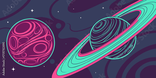 Vibrant neon light trails forming an infinite spiral in a futuristic galaxy scene viewed from space