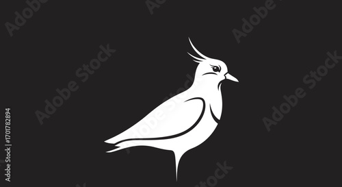 Elegant white bird silhouette detailed illustration perfect for logo or graphic design showcasing a shorebirds graceful form simple yet impactful design.