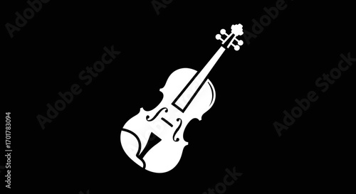 Stylized white violin silhouette musical instrument graphic.